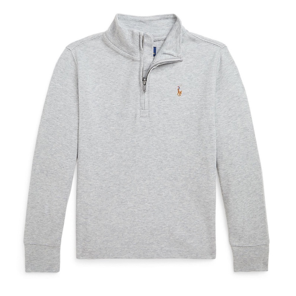 POLO RALPH LAUREN Boys Cotton Interlock Quarter-Zip Pullover Shirt, SIZE‎ 7